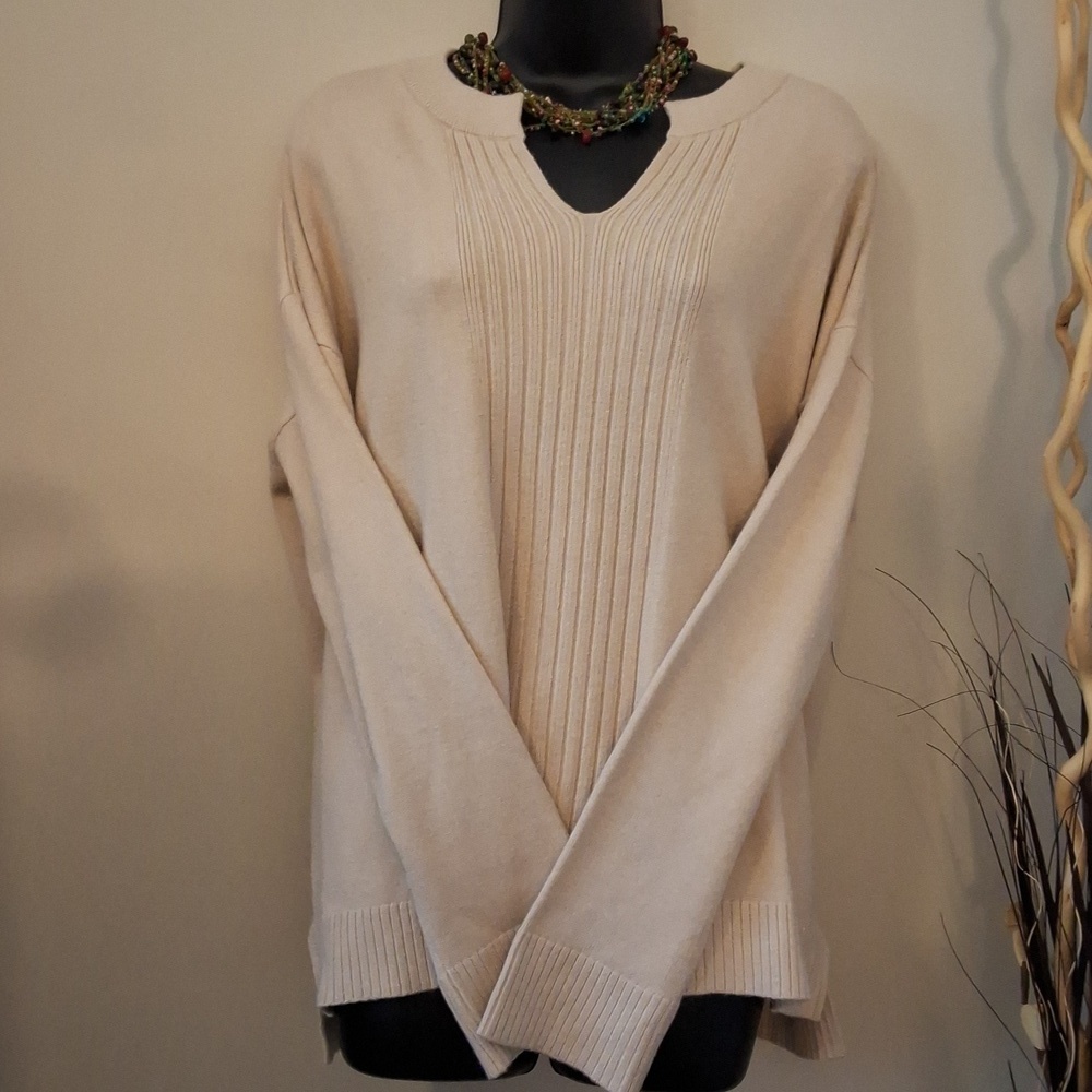 Pink Clover Soft Neutral Tan Sweater NWOT